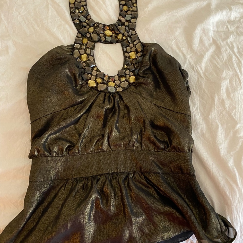 Bebe Metallic halter top